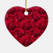 赤いバラの初めてのクリスマスの記念品のオーナメント セラミックオーナメント (裏面)