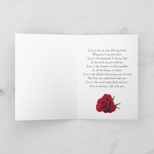 赤いバラの夫のための10周年記念カード カード (内部)