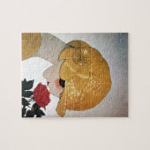 赤いバラの女性 ジグソーパズル (横)