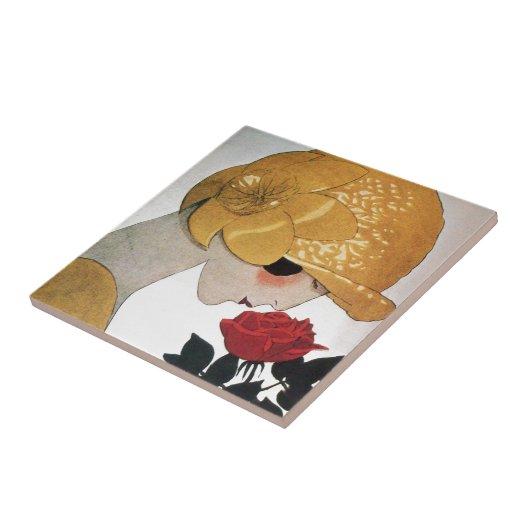 赤いバラの女性 タイル (側面)