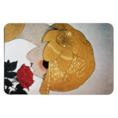 赤いバラの女性 マグネット (横)