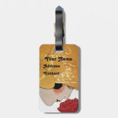 赤いバラの女性 ラゲッジタグ (裏面縦)