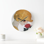 赤いバラの女性 ラージ壁時計 (ホーム)