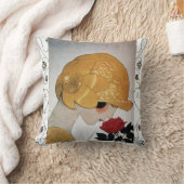 赤いバラの女性 / 幾何学的な渦巻き クッション (ブランケット)