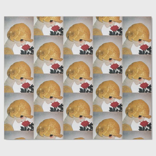 赤いバラの女性 / 美しさとファッション ラッピングペーパー (フラット)