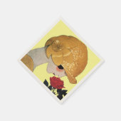 赤いバラの女性,黄色 スタンダードカクテルナプキン (角)