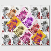 赤いバラの子ネコ ラッピングペーパー (フラット)