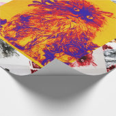 赤いバラの子猫、オレンジ、黄色、青 ラッピングペーパー (角)