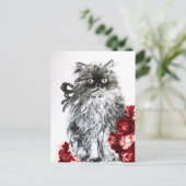 赤いバラの子猫 ポストカード (スタンド正面)