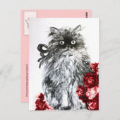 赤いバラの子猫 ポストカード (正面/裏面)