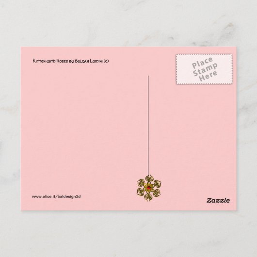 赤いバラの子猫 ポストカード (裏面)