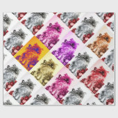 赤いバラの子猫 ラッピングペーパー (フラット)