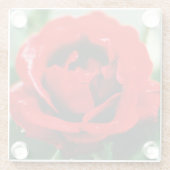 赤いバラの愛 ガラスコースター (裏面)