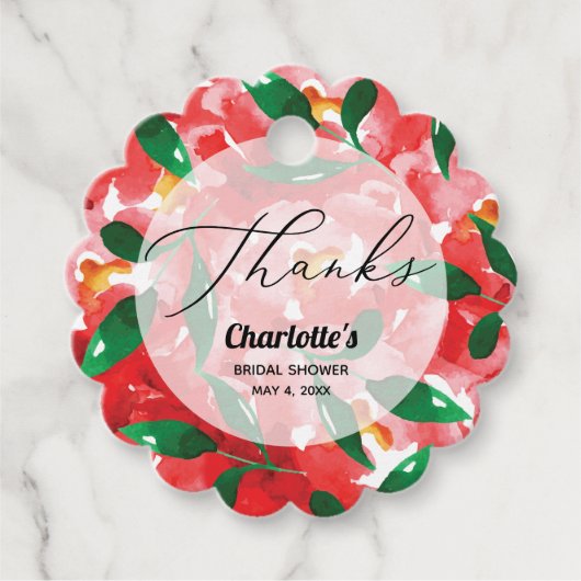 赤いバラの感謝祭 スカロップ フェイバータグ (正面)