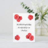 赤いバラの枠カスタム聖書の韻文箴言31:25 ポストカード (スタンド正面)