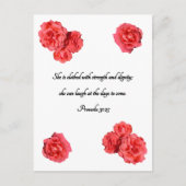 赤いバラの枠カスタム聖書の韻文箴言31:25 ポストカード (正面)