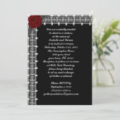 赤いバラの格子模様のゴシックウェディング招待状 招待状 (スタンド正面)
