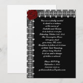 赤いバラの格子模様のゴシックウェディング招待状 招待状 (正面/裏面)