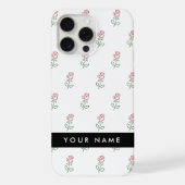 赤いバラの模様とお名前 iPhoneケース (裏面)