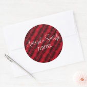 赤いバラの模様 ラウンドシール (封筒)