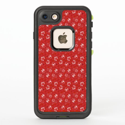 赤いバラの模様 LifeProof iPhoneケース (裏面)