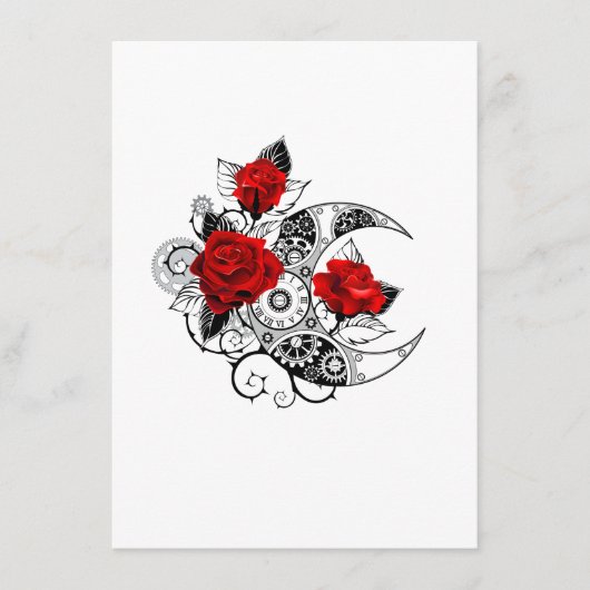 赤いバラの機械的な三日月 エンクロージャーカード (正面)