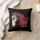 赤いバラの死んだ馬の骸骨の日 クッション (ブランケット)