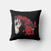 赤いバラの死んだ馬の骸骨の日 クッション (裏面)