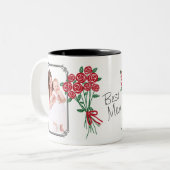 赤いバラの母の日の花束 ツートーンマグカップ (正面左)