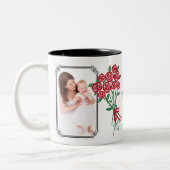 赤いバラの母の日の花束 ツートーンマグカップ (左)