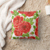 赤いバラの水の色のシームレスなパターン クッション (ブランケット)