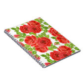 赤いバラの水の色のシームレスなパターン ノートブック (右側)