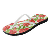 赤いバラの水の色のシームレスなパターン ビーチサンダル (アングル)