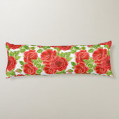 赤いバラの水の色のシームレスなパターン ボディピロー (裏面)