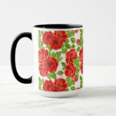 赤いバラの水の色のシームレスなパターン マグカップ (左)