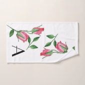 赤いバラの水の色の手色彩の鮮やか形 バスタオルセット (ハンドタオル)