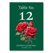 赤いバラの水の色結婚のテーブル番号