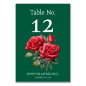 赤いバラの水の色結婚のテーブル番号 テーブルナンバー (裏面)