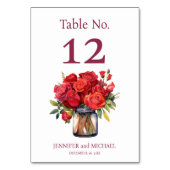 赤いバラの水の色結婚のテーブル番号 テーブルナンバー (裏面)