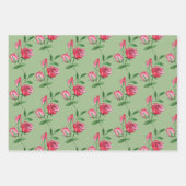 赤いバラの水彩手描き ラッピングペーパーシート (正面2)