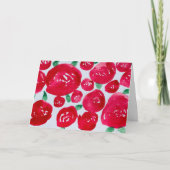 赤いバラの水彩折り紙メモ カード (正面)
