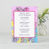 赤いバラの水彩画のバラのピンクの結婚式の招待状 招待状 (スタンド正面)