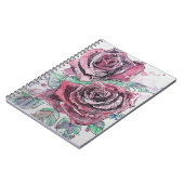 赤いバラの水彩画の花の花束 ノートブック (左側)