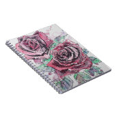 赤いバラの水彩画の花　花の絵画 ノートブック (右側)