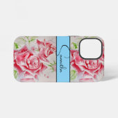 赤いバラの水彩花フラワーフォン iPhoneケース (裏面横)