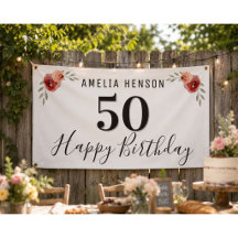 赤いバラの水彩花フラワー50歳の誕生日