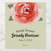 赤いバラの水彩花 ワインラベル (シングルラベル)