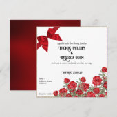 赤いバラの水彩 ヴィンテージ結婚式招待状 シーズンカード (正面/裏面)