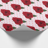 赤いバラの水玉模様の包装紙 ラッピングペーパー (角)