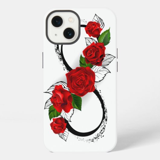 赤いバラの無限大記号 iPhoneケース (裏面)